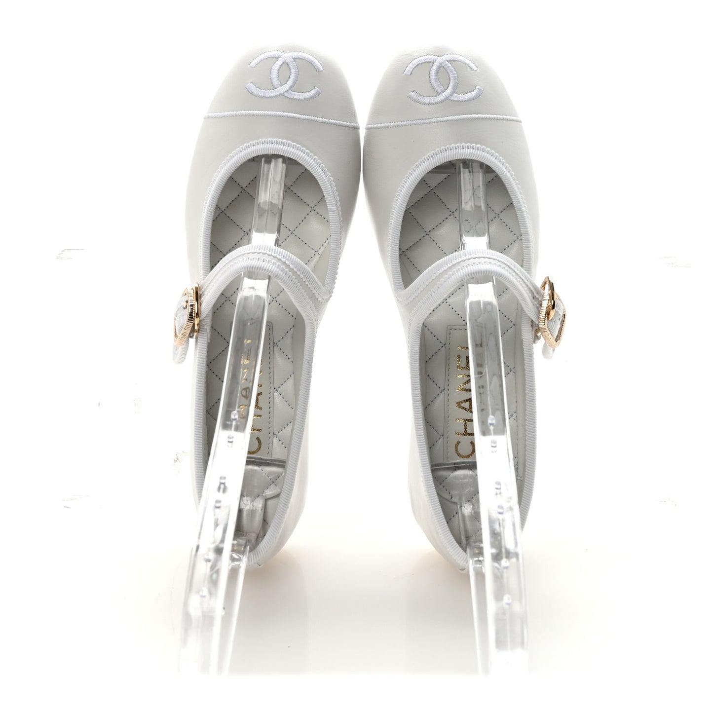 Lambskin Mary Jane Flats 36 White