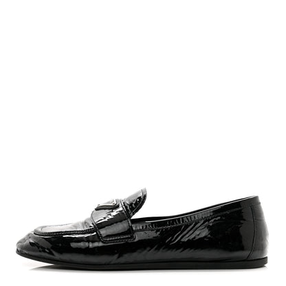 Prada Naplak Metal Triangle Logo Loafers 38 Black 1 of 9