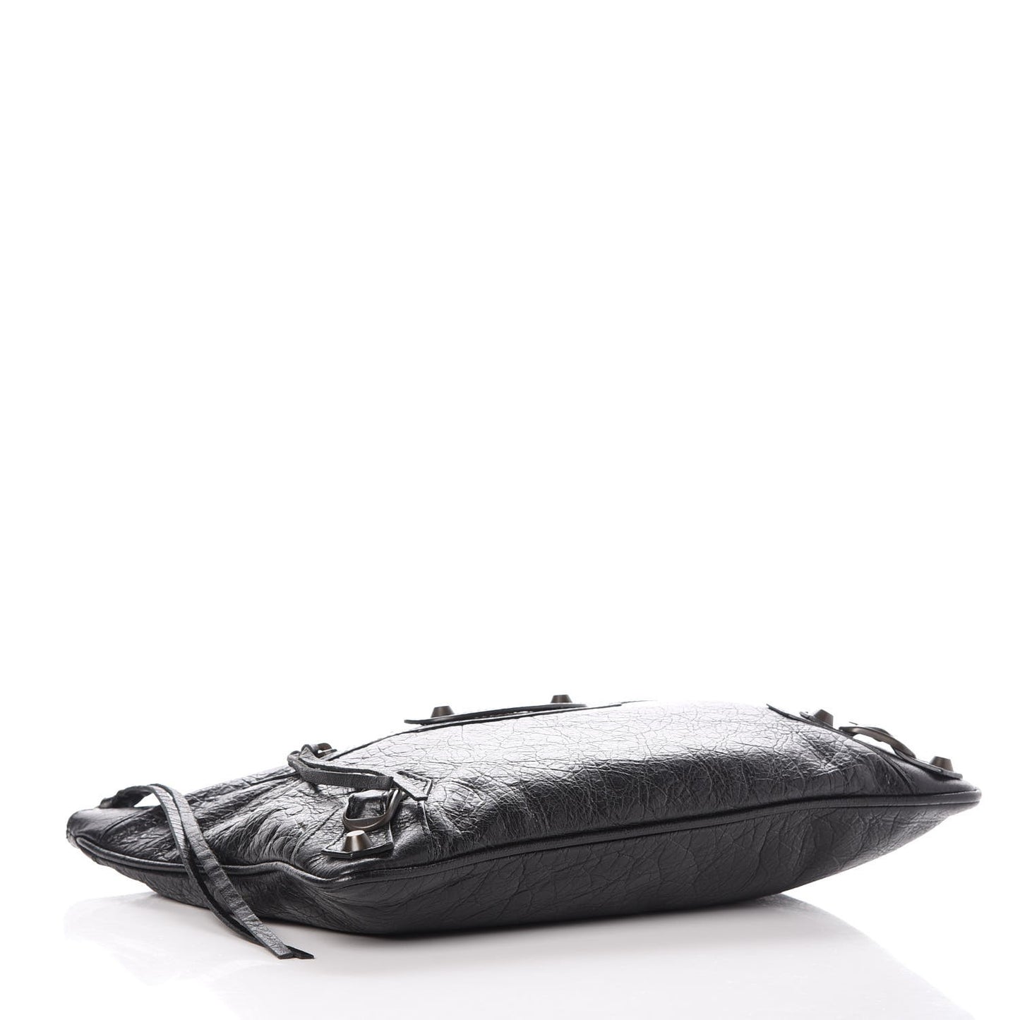 Agneau Classic Hardware Flat Handle Clutch Black