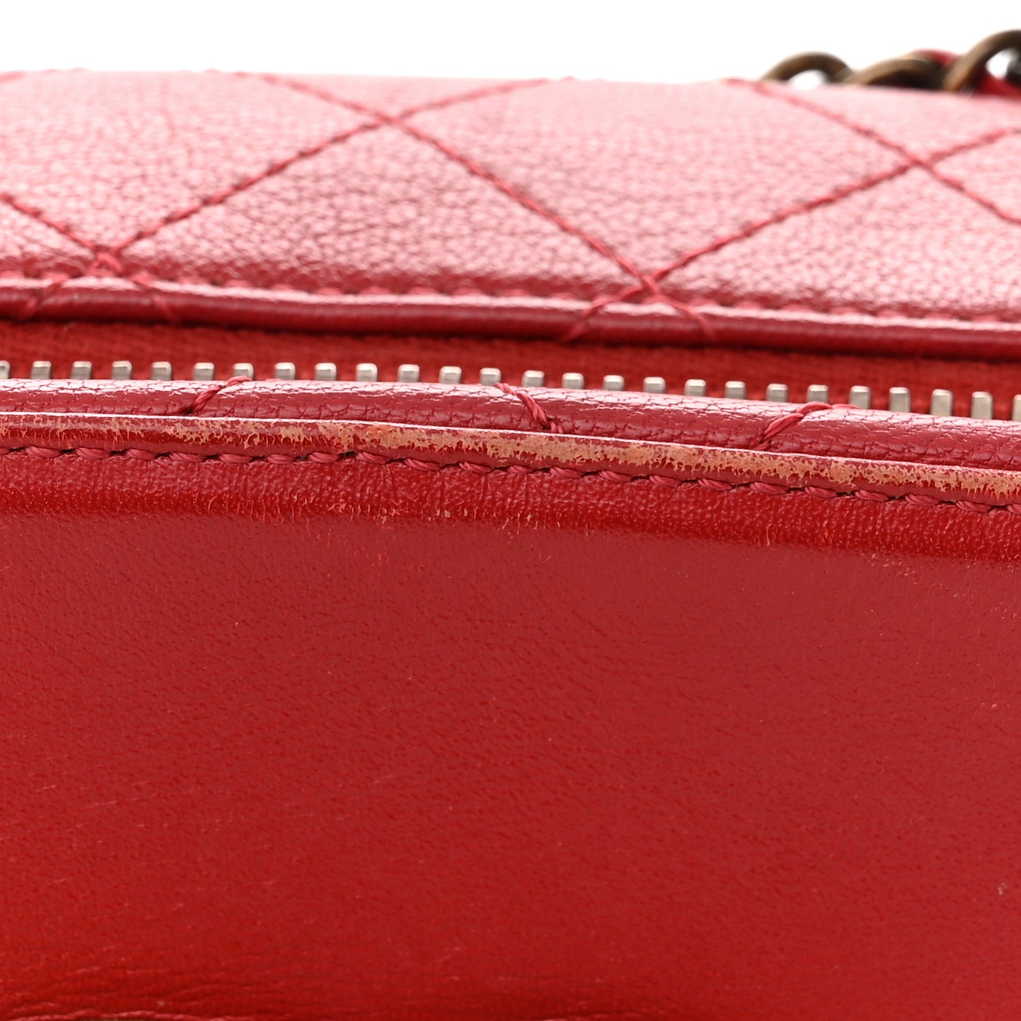 Shiny Calfskin Goatskin Quilted Coco Curve Vanity Red