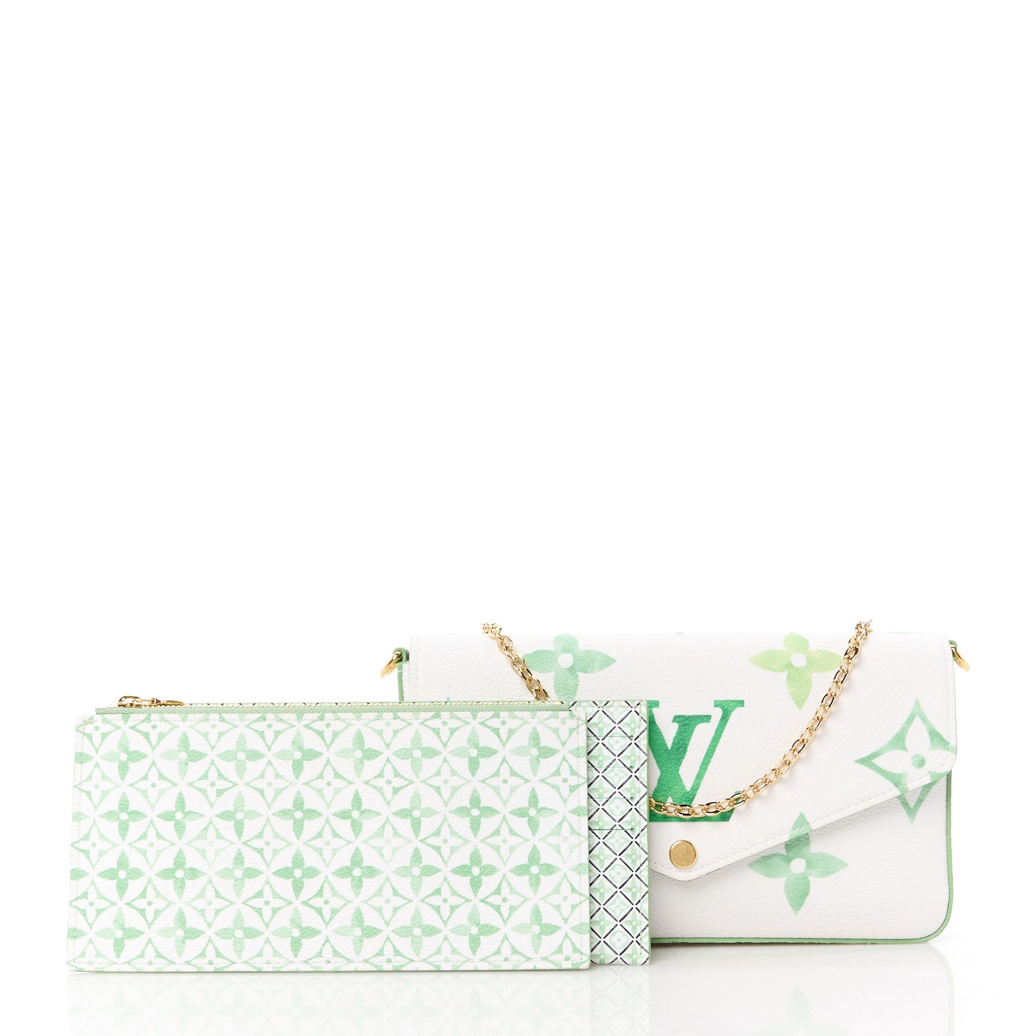 Louis Vuitton Monogram Giant By The Pool 2.0 Felicie Pochette Chain Wallet Jade Green 3 of 15