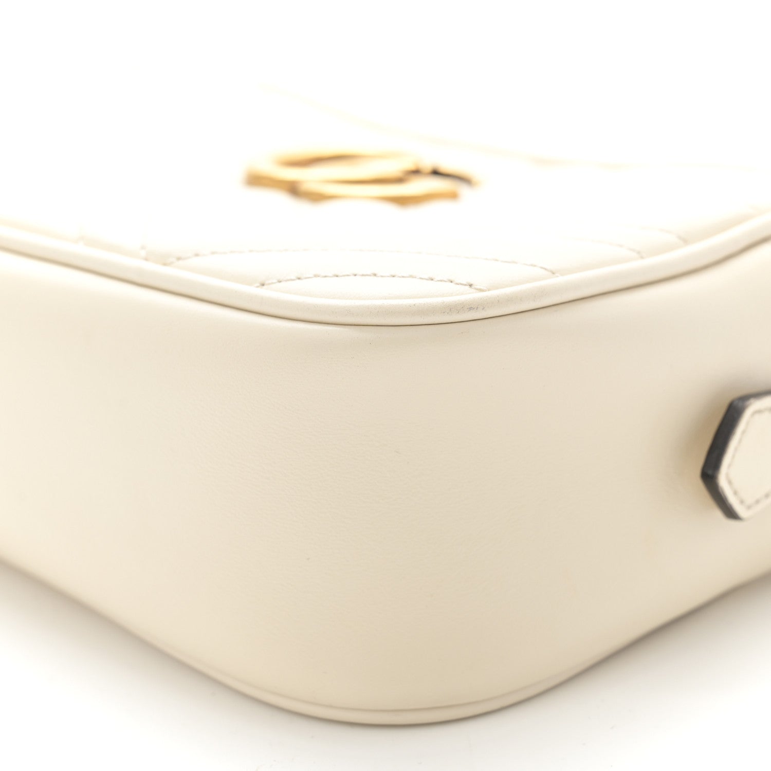 Gucci Calfskin Matelasse Small GG Marmont Chain Shoulder Bag White 10 of 11
