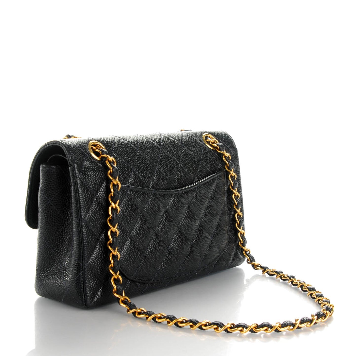 Caviar Quilted Small Double Flap Navy