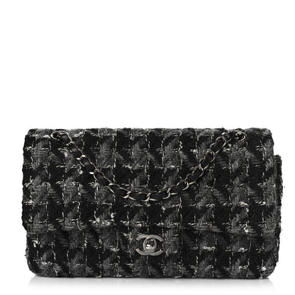 Chanel Tweed Medium Double Flap Black Grey 1 of 9