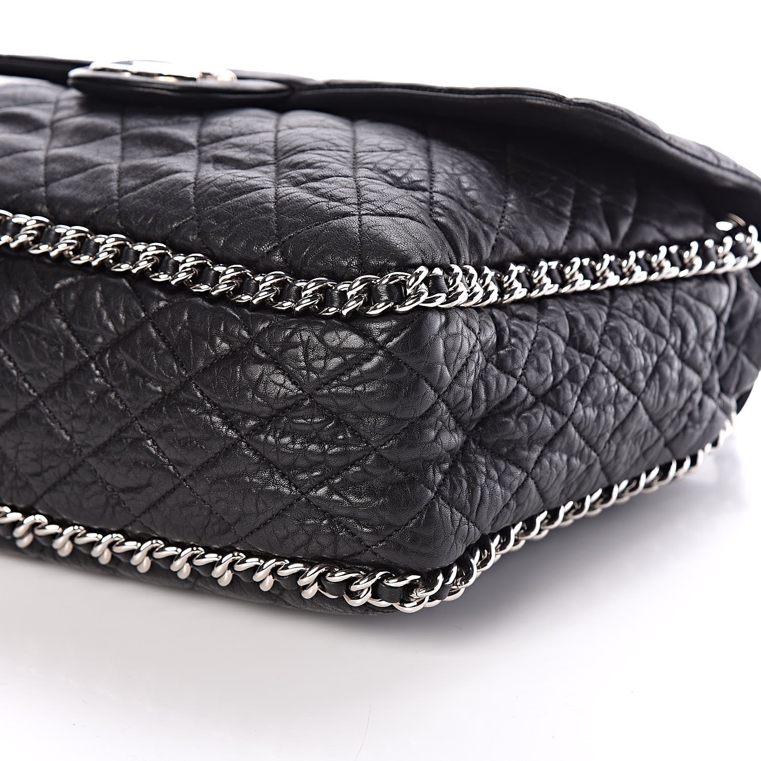 Chanel Washed Lambskin Quilted Maxi Chain Around Flap Black 9 of 9