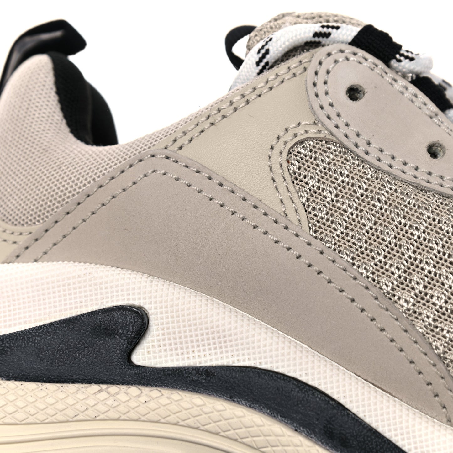 Fabric Mesh Womens Triple S Sneakers 38 Beige Black