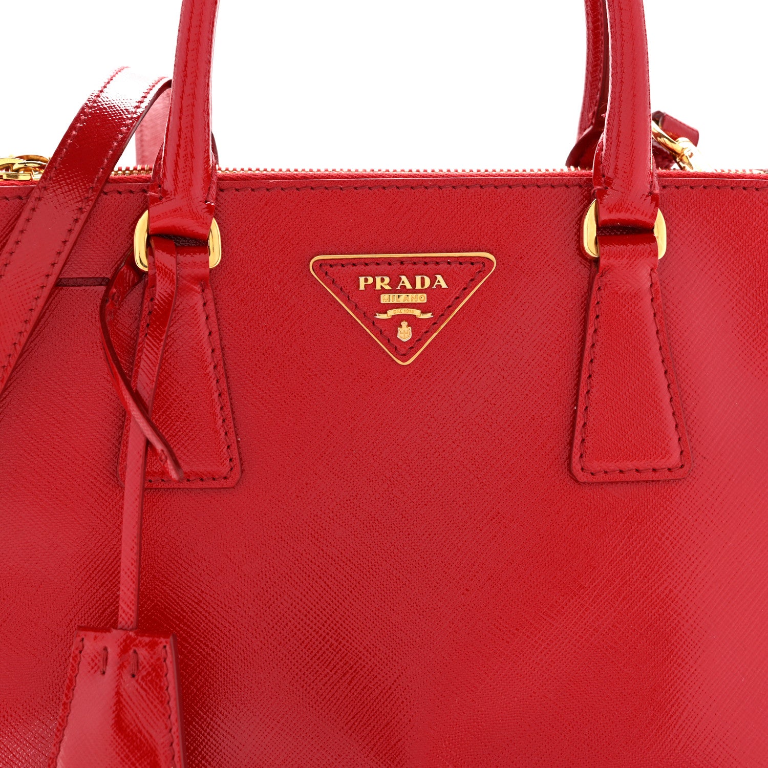 Prada Saffiano Vernice Galleria Double Zip Tote Rosso 8 of 14