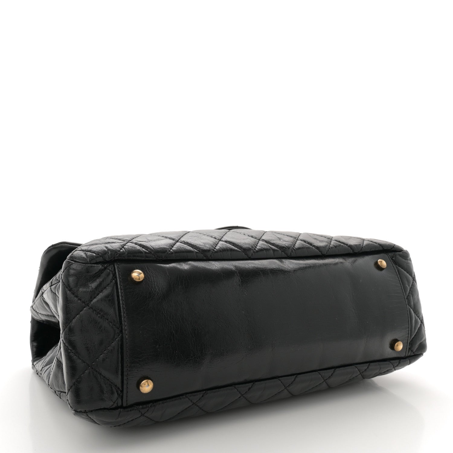Chanel Glazed Calfskin Castle Rock Large Flap Black Burgundy 4 of 11