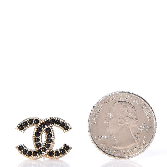 Bead CC Earrings Light Gold Black