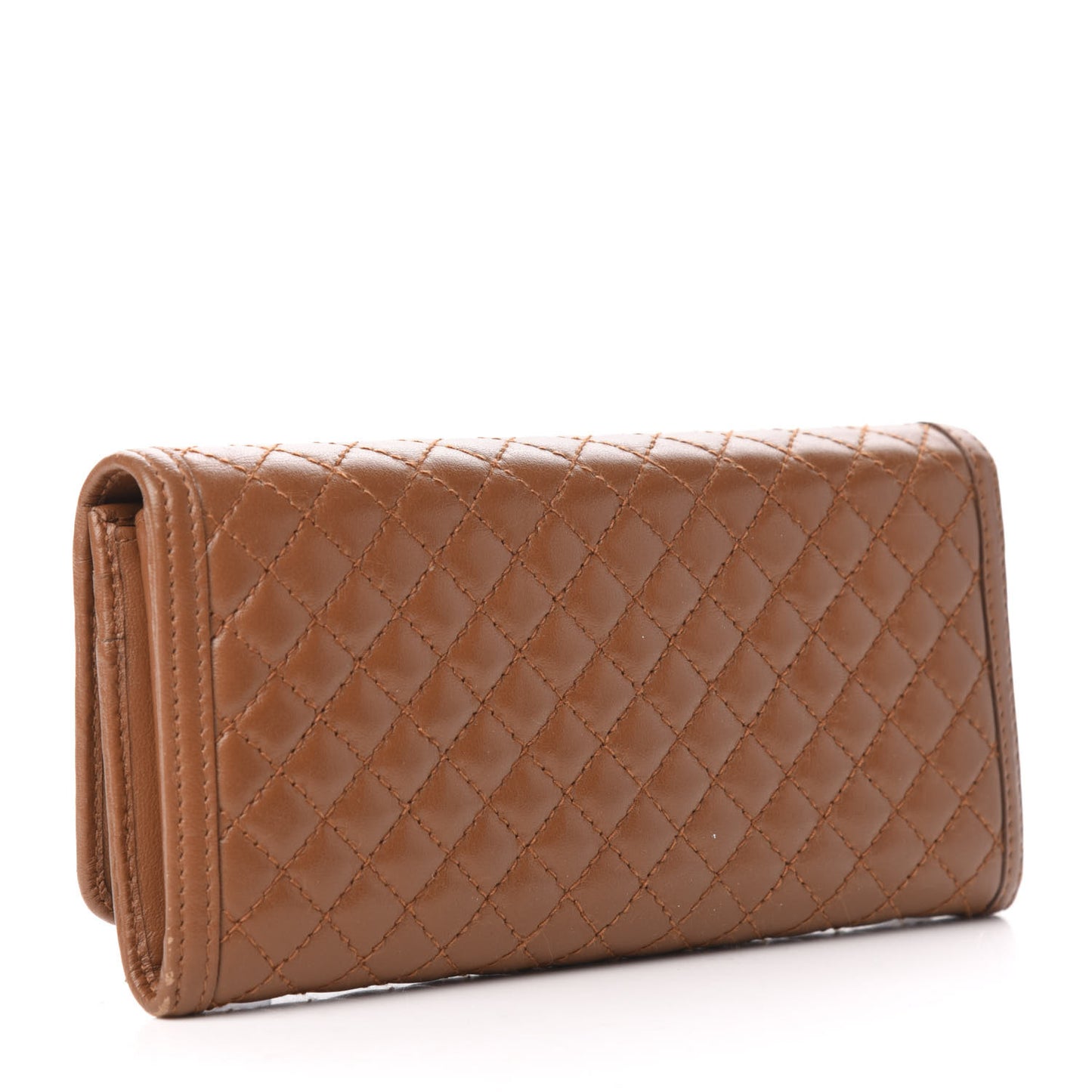 Soft Calf Quilted Continental Flap Wallet Cannella