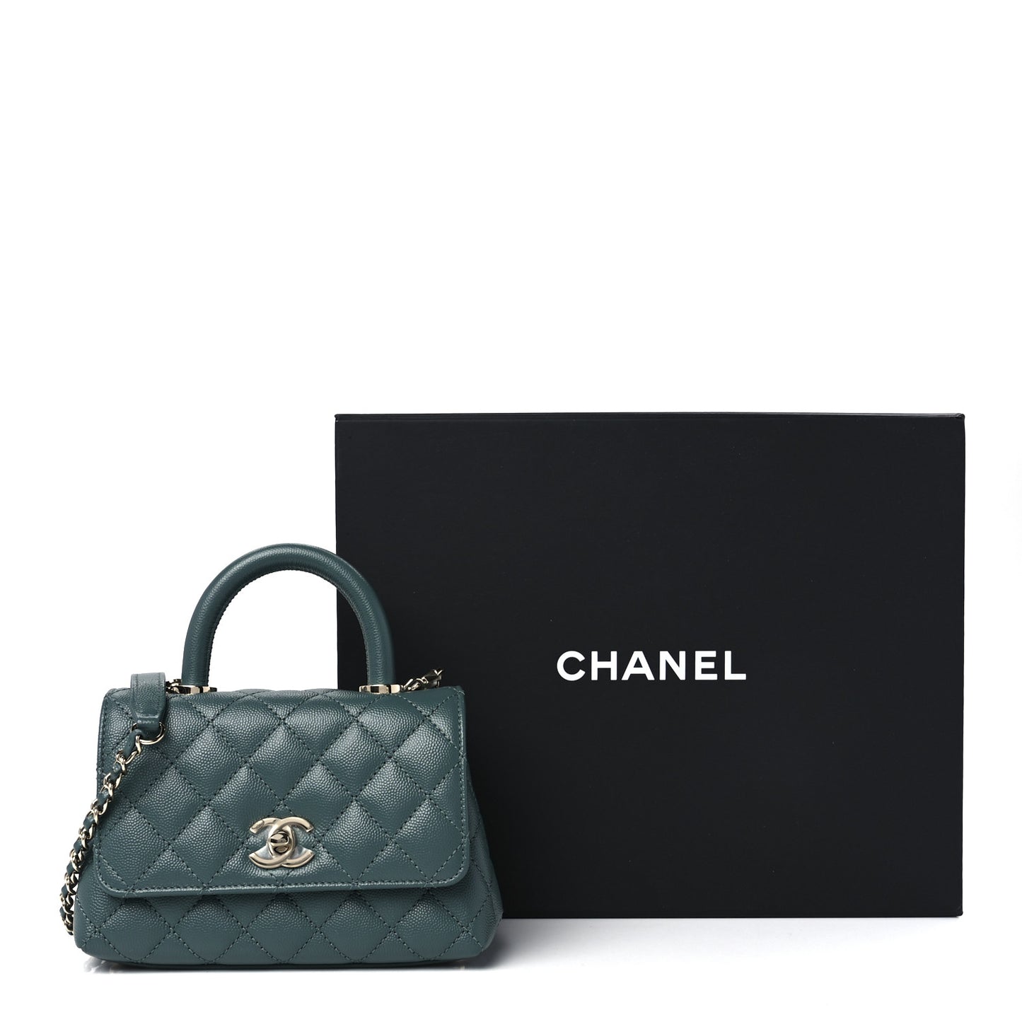 Caviar Quilted Extra Mini Coco Handle Flap Green