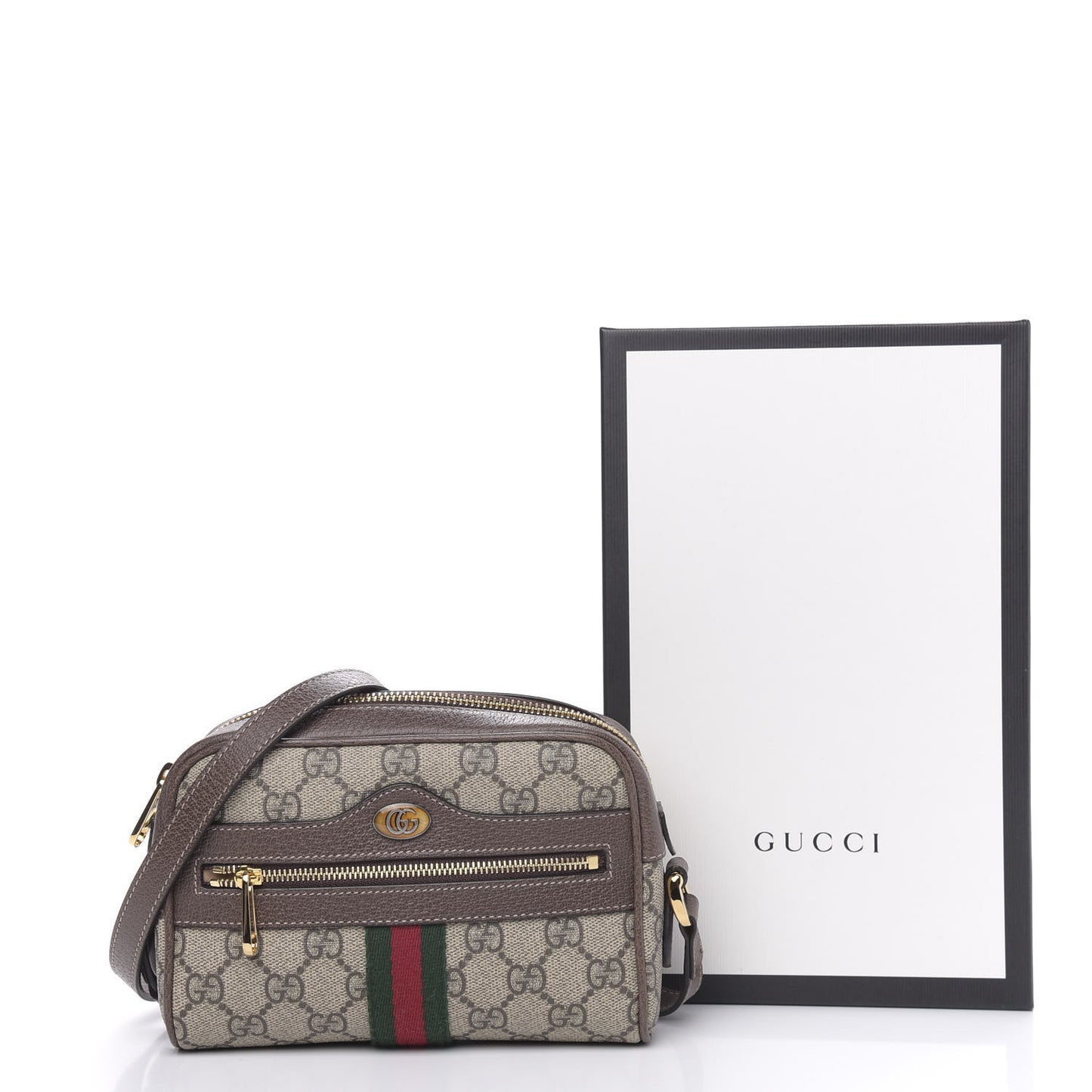 GG Supreme Monogram Web Mini Ophidia Shoulder Bag Brown