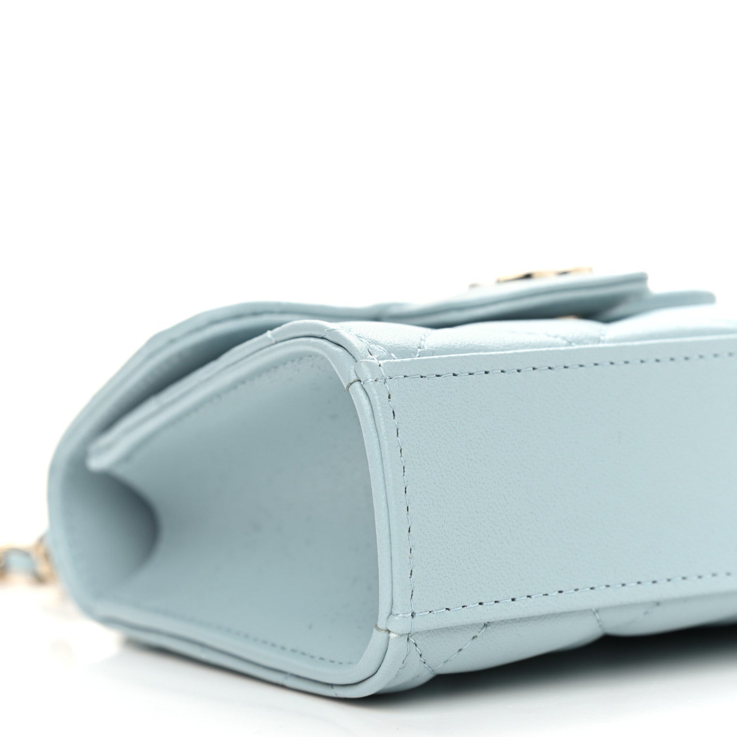Chanel Lambskin Quilted Top Handle Flap Clutch With Chain Light Blue 8 of 10