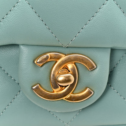 Chanel Lambskin Quilted Small Circular Handle Bag Blue 27 of 27