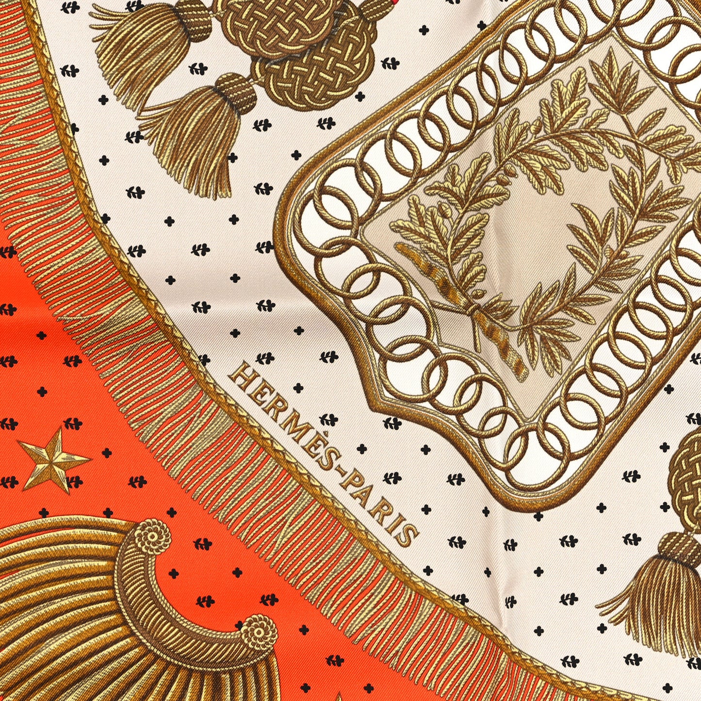 Silk Poste et Cavalerie Detail Scarf 45 Mastic Orange Mord