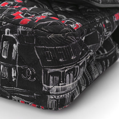 Chanel Fabric Printed Paris Rooftops Quilted Mini Rectangular Flap Black Red White 9 of 9