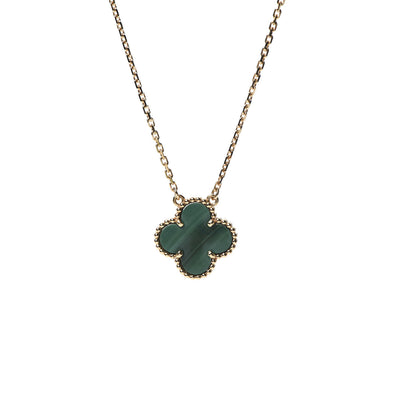 Van Cleef & Arpels 18K Yellow Gold Malachite Vintage Alhambra Pendant Necklace 4 of 7