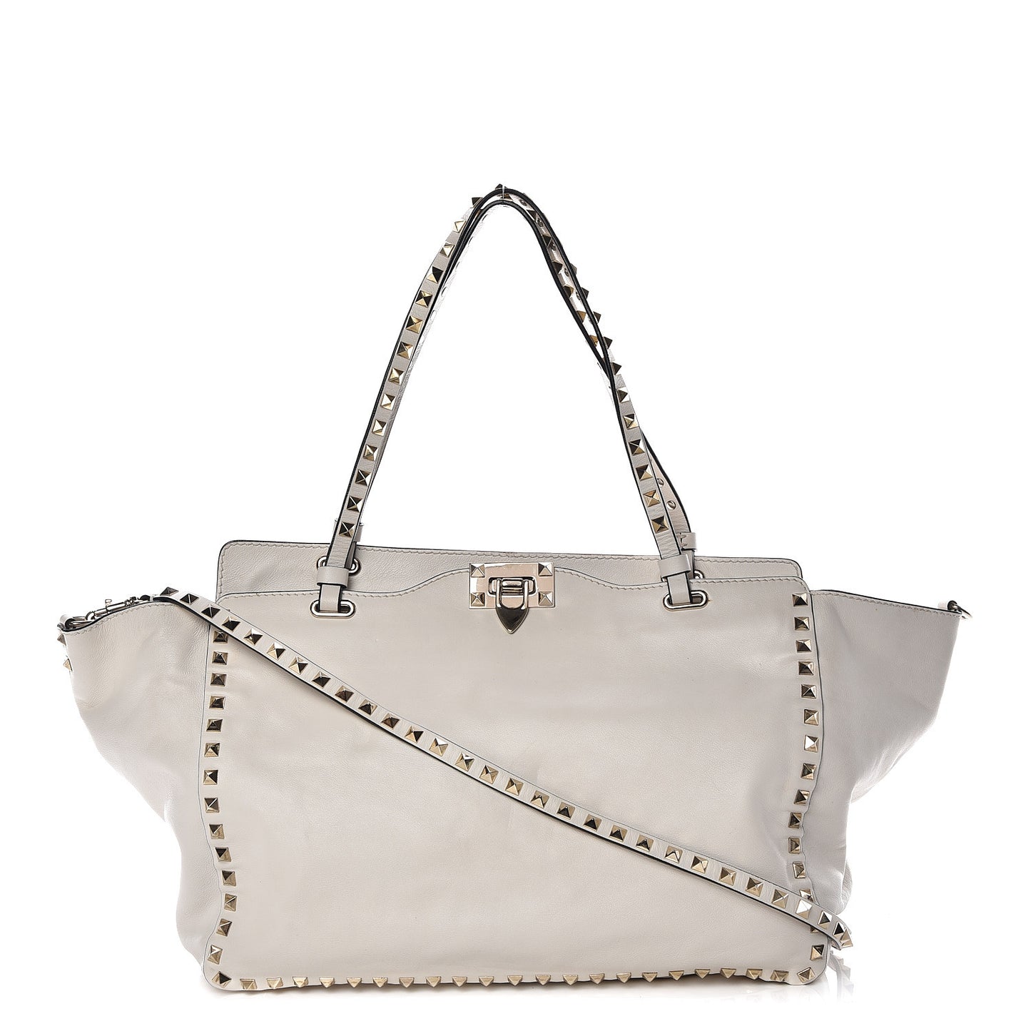 Vitello Medium Rockstud Tote Ivory