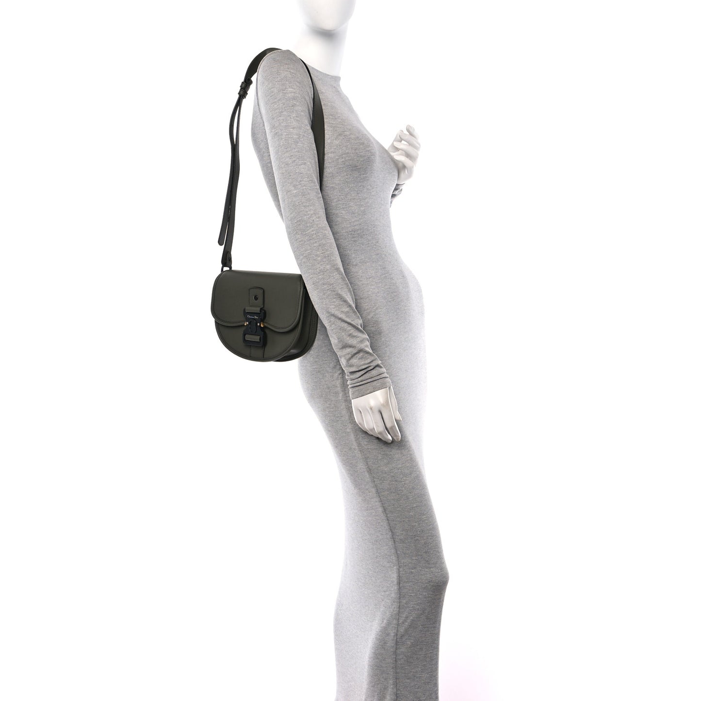 Grained Calfskin Mini Gallop Bag With Strap Green