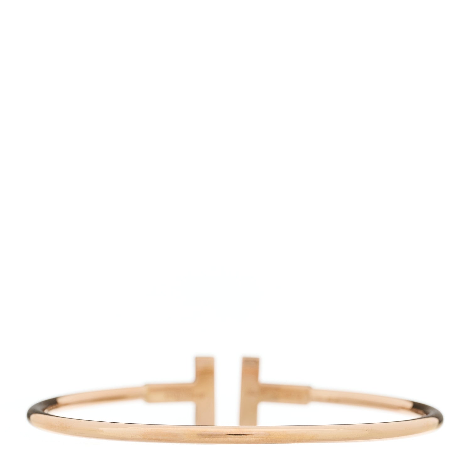 Tiffany 18K Rose Gold Diamond T Wire Bracelet 2 of 3