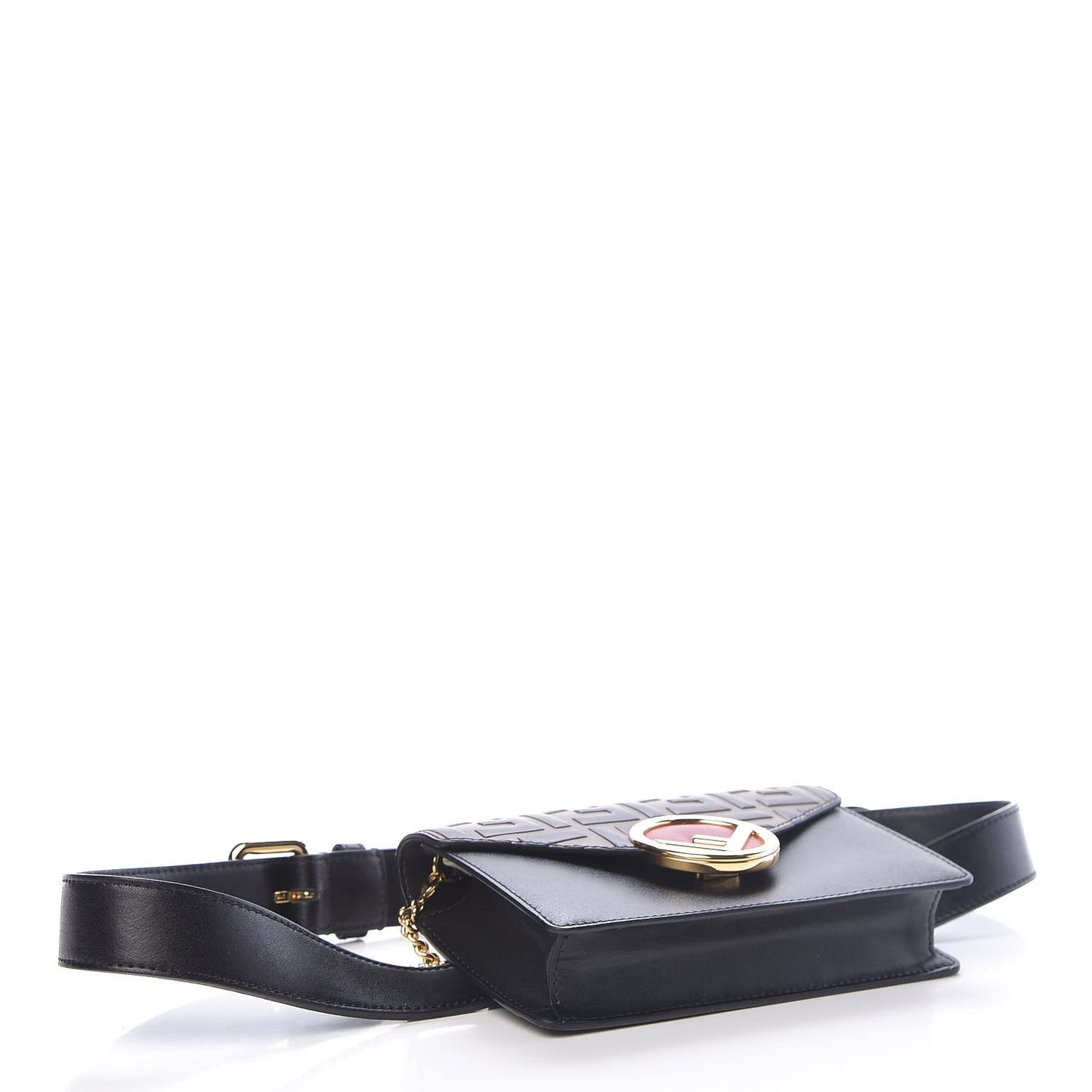 Vitello Liberty F is Fendi Bi-Color FF 1974 Embossed Envelope Belt Bag Maya Black