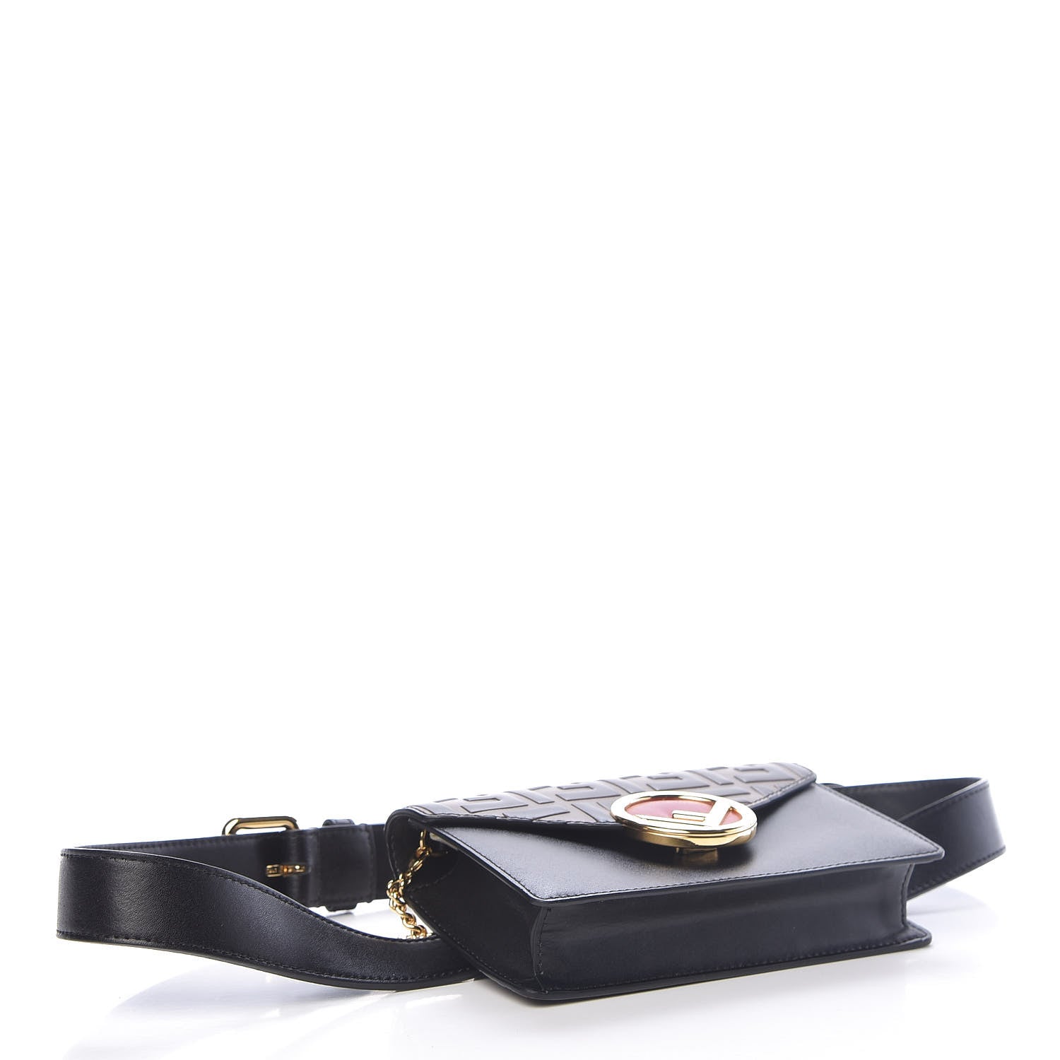 Fendi Vitello Liberty F is Fendi Bi-Color FF 1974 Embossed Envelope Belt Bag Maya Black 5 of 11