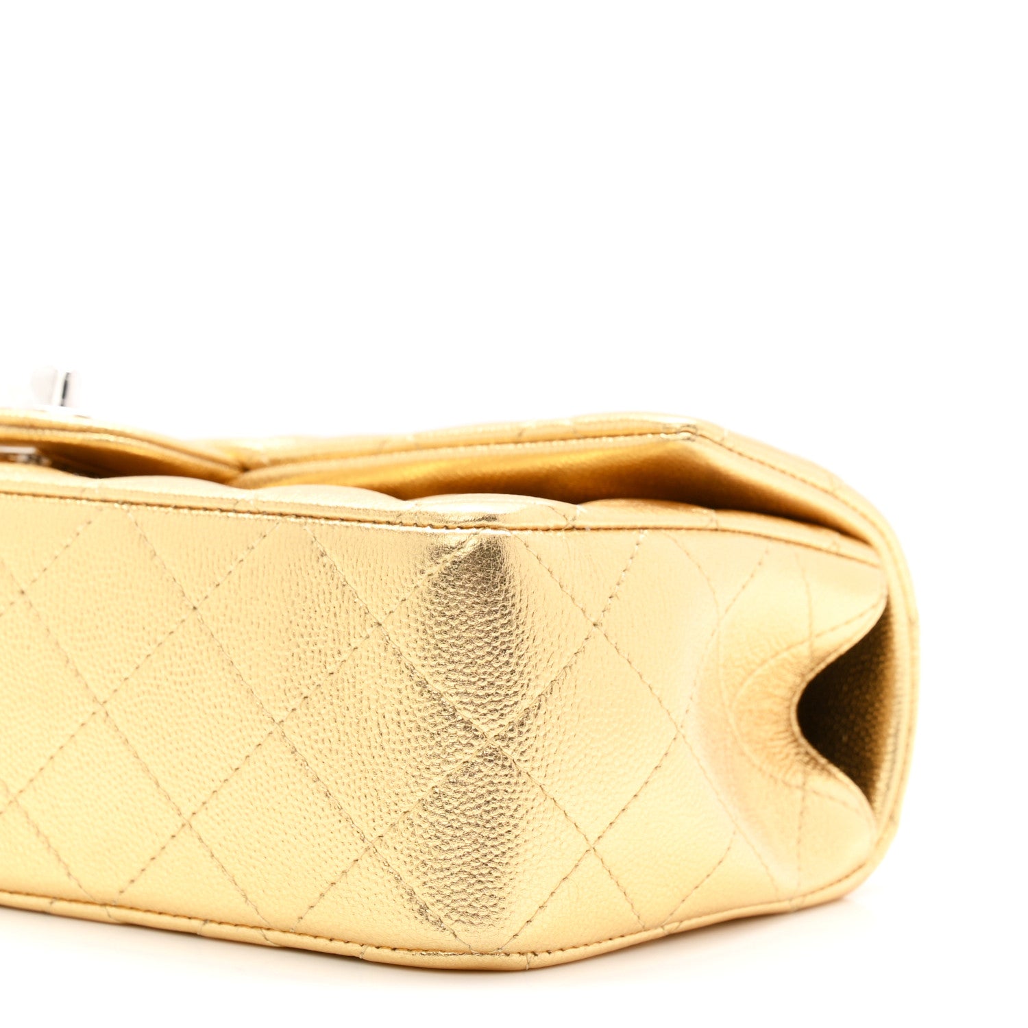 Chanel Metallic Caviar Quilted Top Handle East West Flap Gold 10 of 11