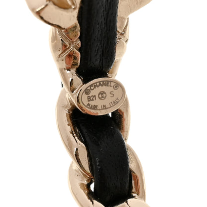 Chanel Metal Lambskin Quilted CC Turnlock Chain Hoop Earrings Gold Black 4 of 5
