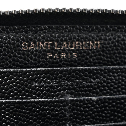 Saint Laurent Grain De Poudre Matelasse Chevron Monogram Monochrome Zip Around Wallet Black 8 of 12