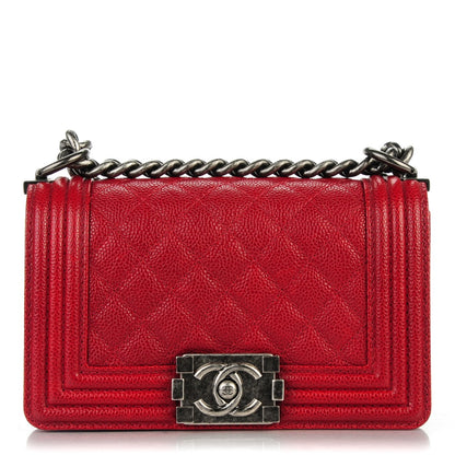 Chanel Caviar Quilted Small Boy Flap Bag Dark Red 1 of 7