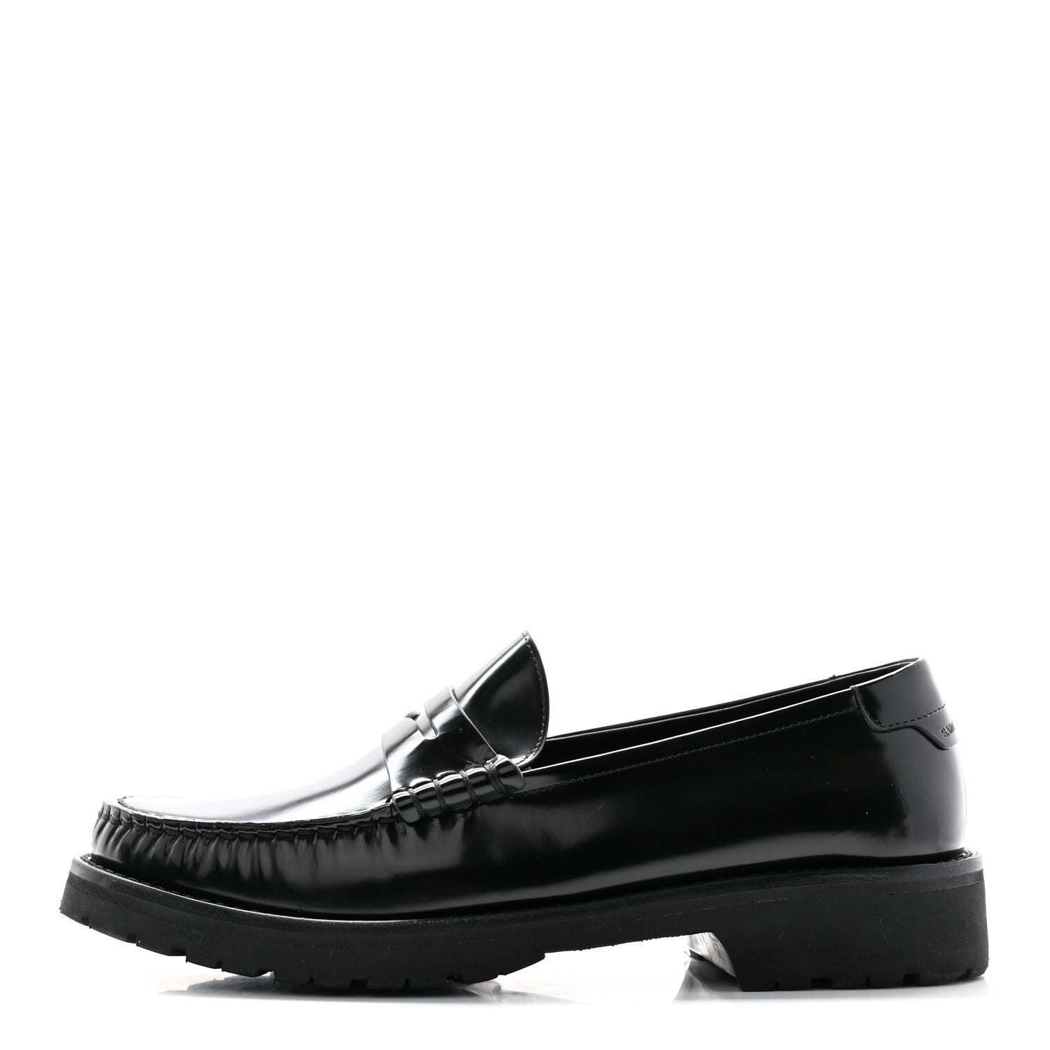 Saint Laurent Glazed Calfskin Chunky Le Loafer Penny Slippers 39 Black 1 of 12