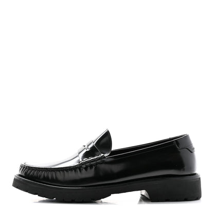 Saint Laurent Glazed Calfskin Chunky Le Loafer Penny Slippers 39 Black 1 of 12