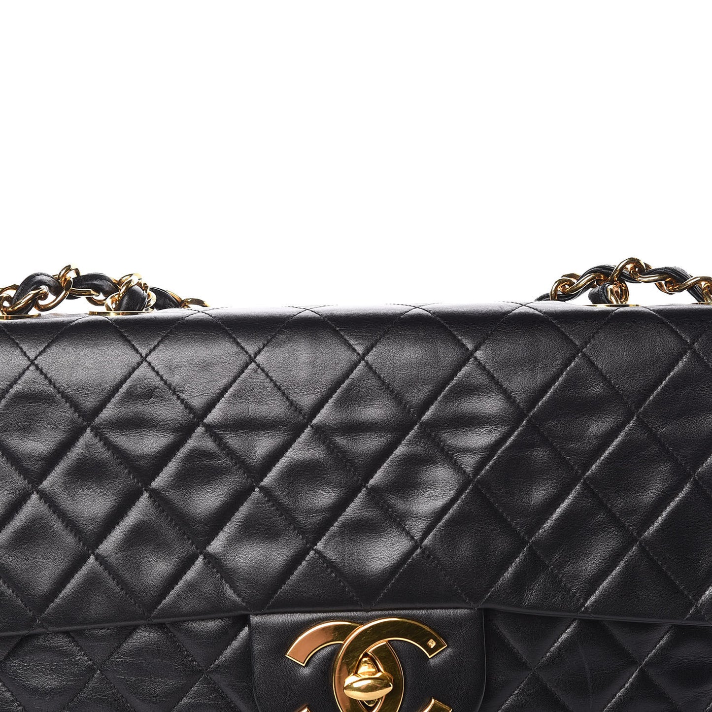 Lambskin Quilted XL Jumbo Single Flap Black