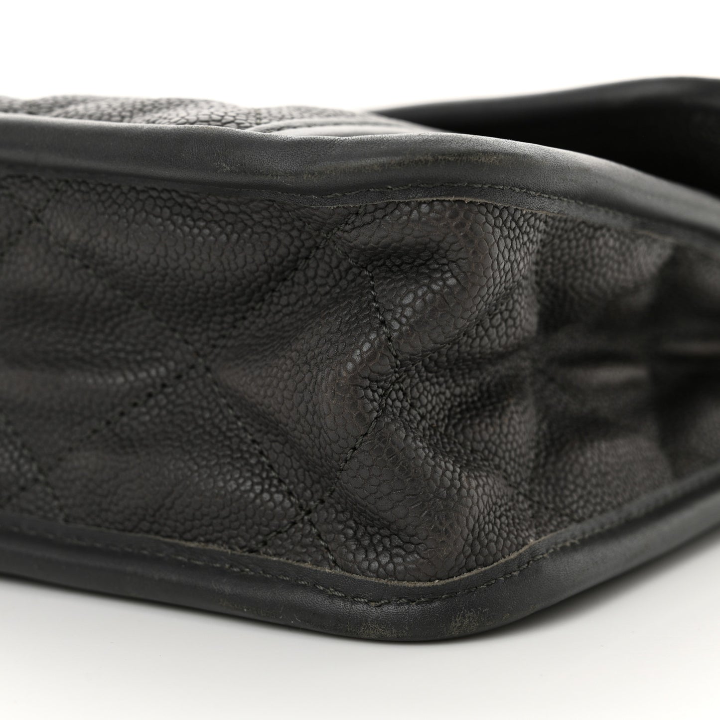 Caviar Quilted Large French Riviera Flap Dark Grey