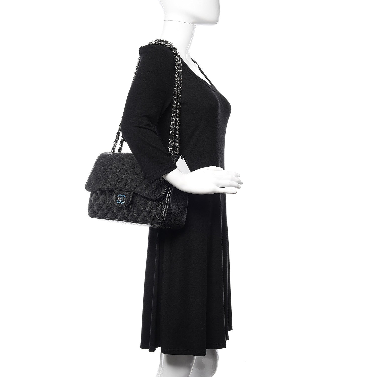 Chanel Caviar Quilted Jumbo Double Flap Black 2 of 11