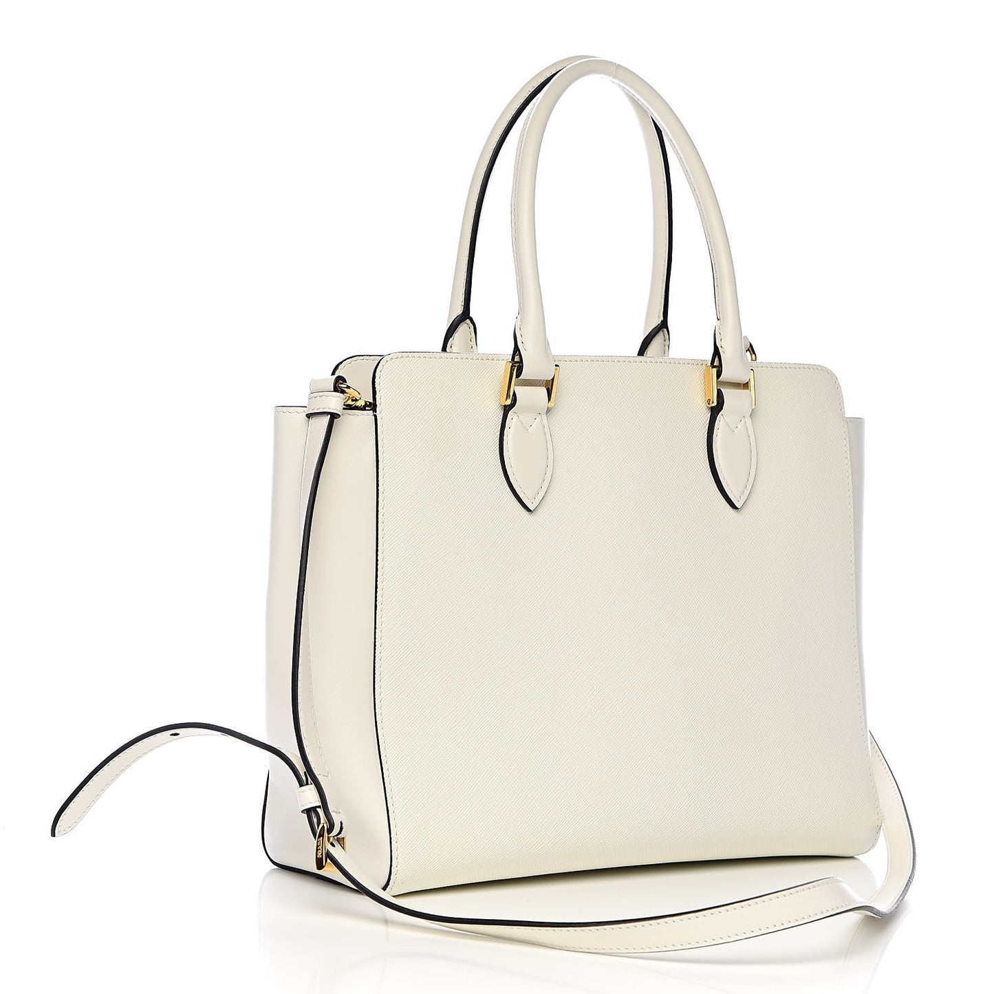 Saffiano Soft Calfskin Zippered Tote White