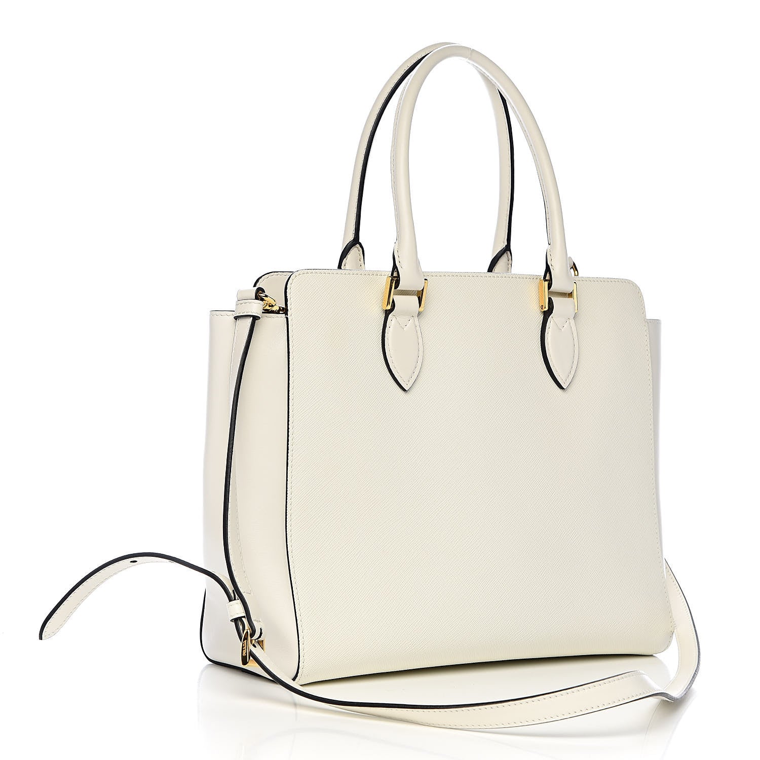 Prada Saffiano Soft Calfskin Zippered Tote White 3 of 11