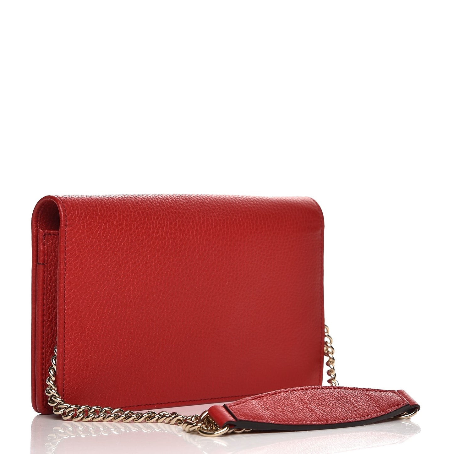 Pebbled Calfskin Soho Wallet on Chain Tabasco Red