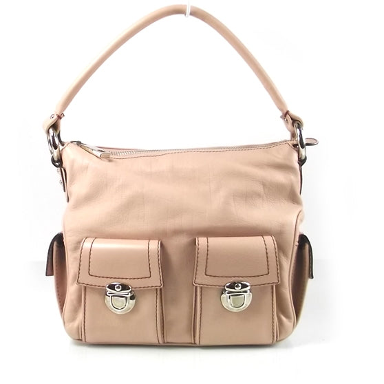 Leather Large Multipocket Hobo Pink