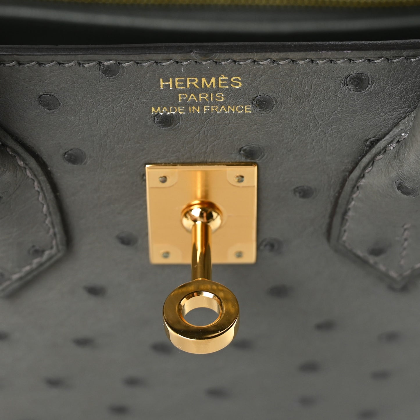 Ostrich Birkin 25 Gris Meyer