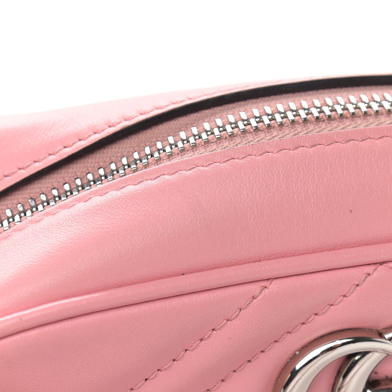 Gucci Calfskin Matelasse Mini GG Marmont Chain Shoulder Bag Wild Rose 13 of 15