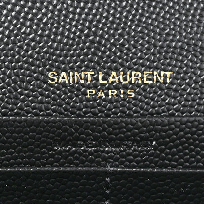 Saint Laurent Grain De Poudre Matelasse Chevron Monogram Chain Wallet Black 8 of 11