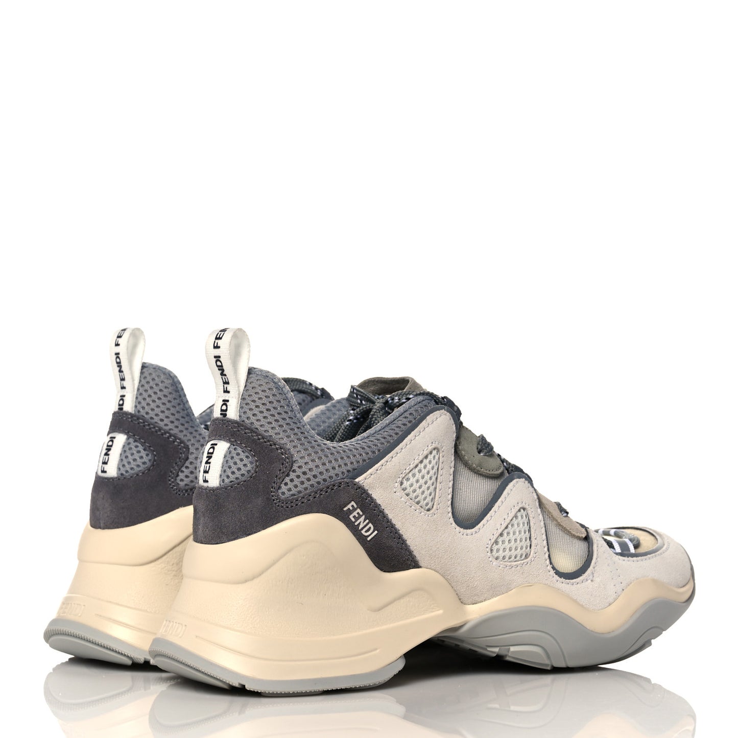 Suede Mesh Womens FFluid Low Top Sneakers 35 Latte Cemento White