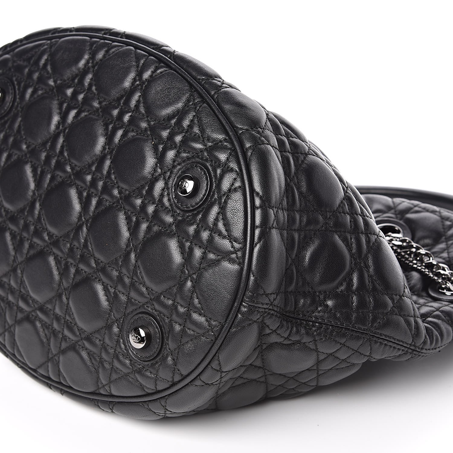 Christian Dior Lambskin Cannage Chri Chri Drawstring Bag Black 9 of 10