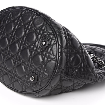 Christian Dior Lambskin Cannage Chri Chri Drawstring Bag Black 9 of 10