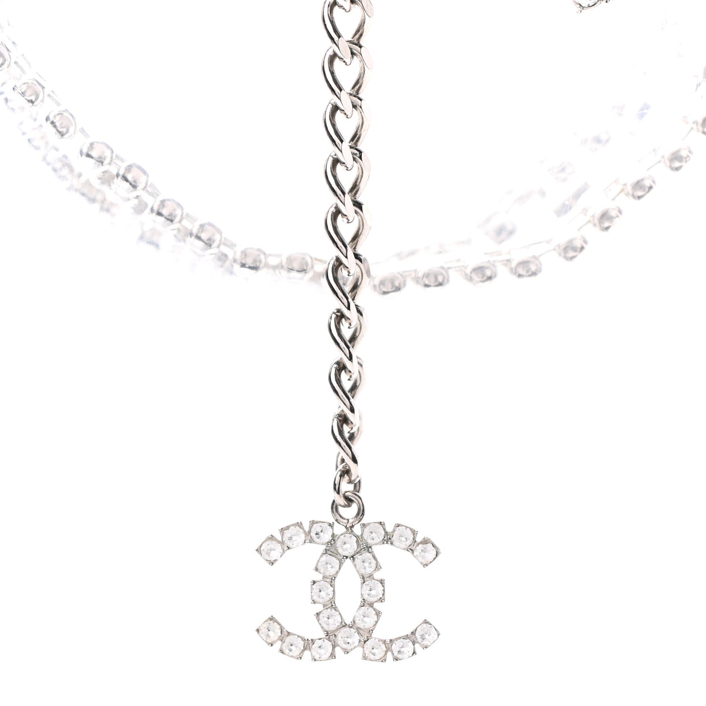 Crystal CC Logo Choker Necklace Silver
