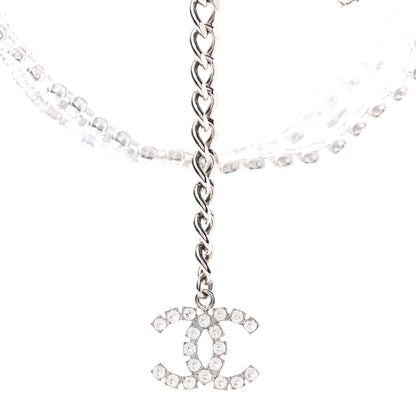Chanel Crystal CC Logo Choker Necklace Silver 3 of 4