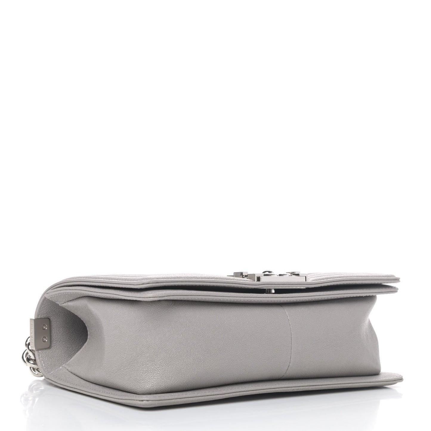 Caviar Quilted Medium Boy Flap Light Grey
