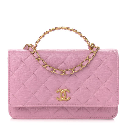 Chanel Shiny Caviar Quilted Pick Me Up Wallet On Chain WOC Pink 1 of 12