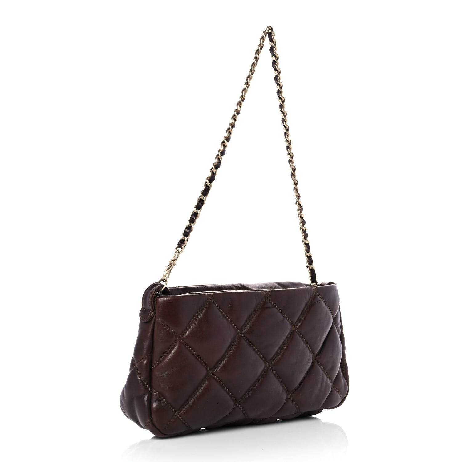 Chanel Lambskin Bubble Quilt Pochette Brown 2 of 8